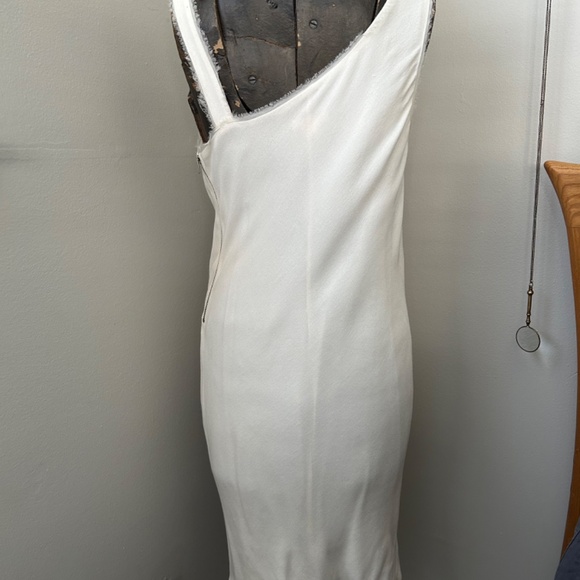 Ivory Helmut Lang Asymmetrical Draped Dress and Matching Jacket - Picture 4 of 16